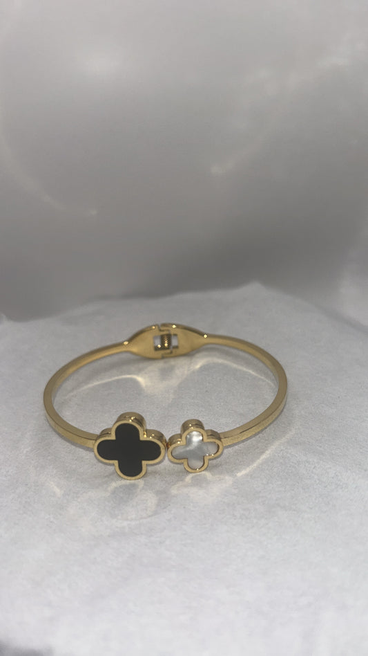 Four leaf clover bangle for women stainless steel lucky gold bangle