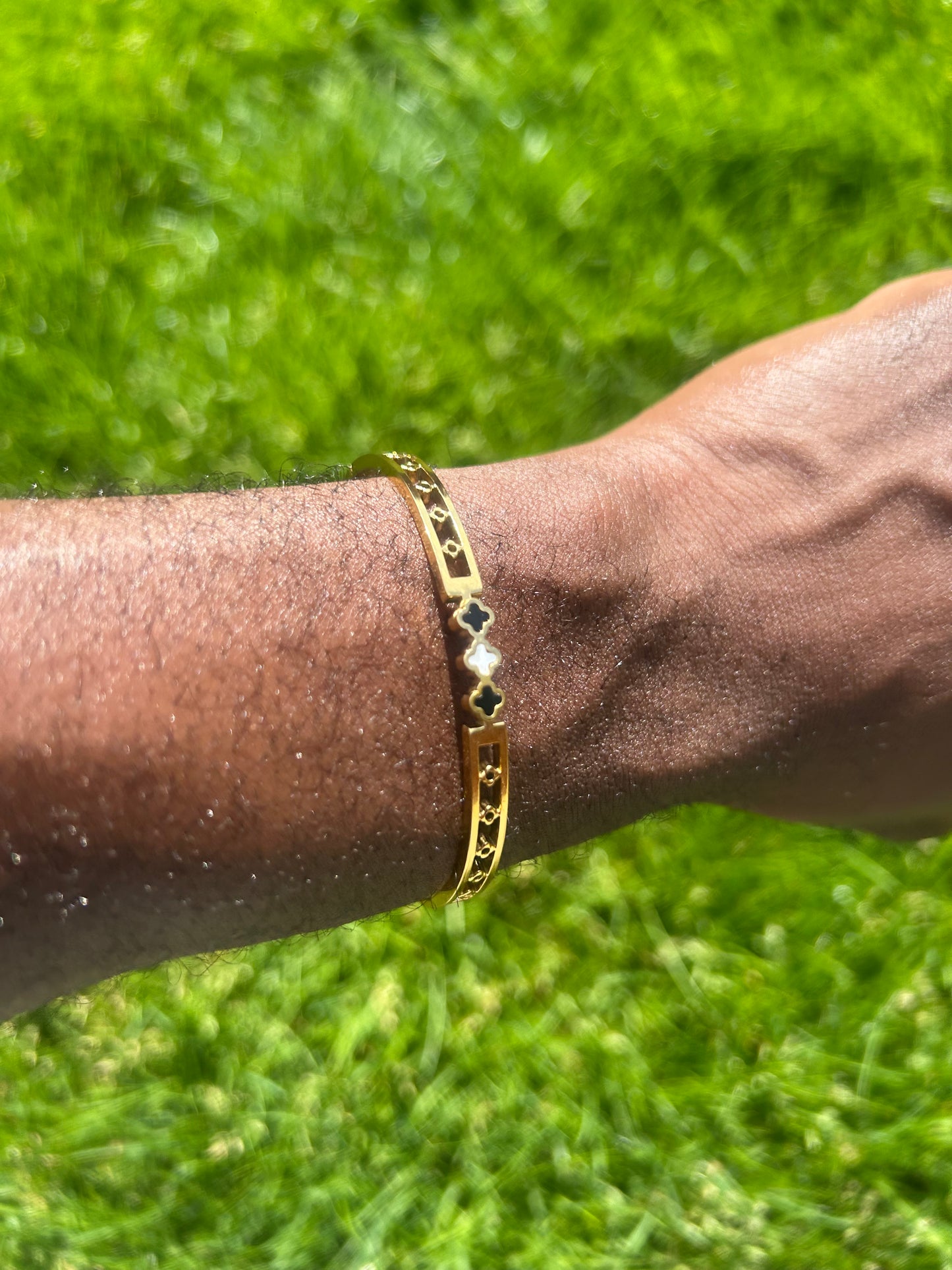 18k Gold Four Leaf Clover Braclet Stainless Steel Lucky Bracelet