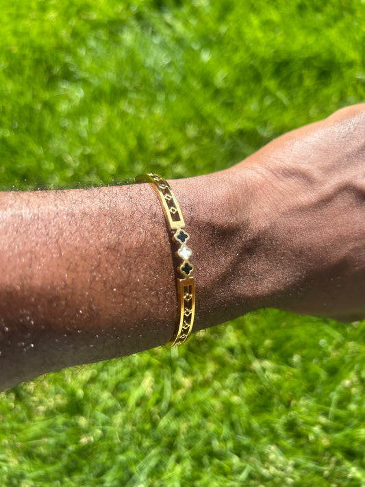 18k Gold Four Leaf Clover Braclet Stainless Steel Lucky Bracelet