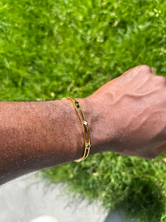 18k Gold four leaf clover bracelet Gold plated for women stainless steel